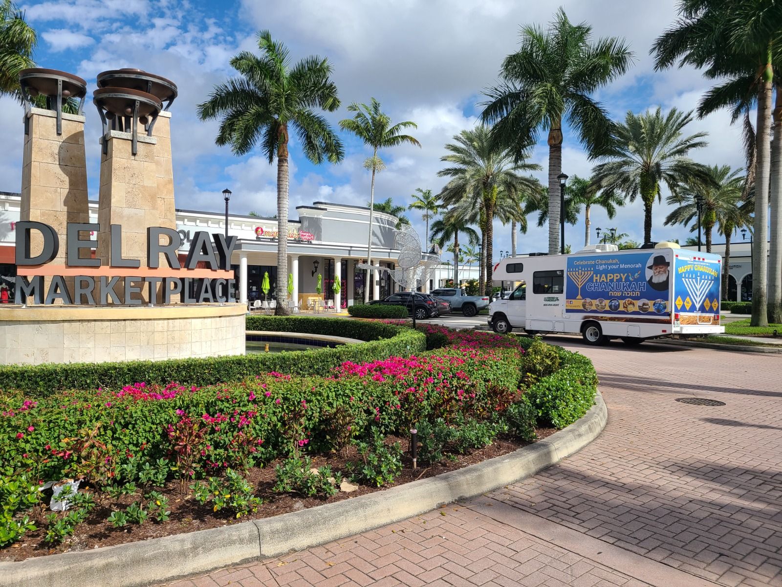 Mitzvah Tank at a shopping center during daytime